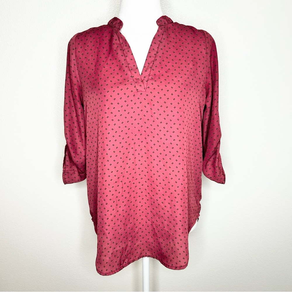 Papermoon By Stitch Fix Womens Patterned V-Neck Top Blouse 3/4 Sleeve Size S - Picture 1 of 10